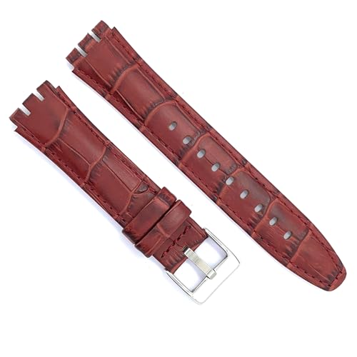 diloy Uhrenarmband aus Leder kompatibel mit Swatch Irony Leder mit Krokodilprägung Croco grain Ref 328 Mittleres Braun von diloy