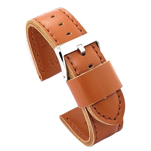 diloy Uhrenarmband vegane Mikrofaser flach – Tierfrei – Sportlicher Casual Stil – Schwarz Braun Rot Blau Weiß – Größen 18mm 20mm 22mm 24mm 415 Hellbraun 18mm von diloy