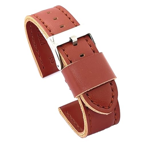 diloy Uhrenarmband vegane Mikrofaser flach – Tierfrei – Sportlicher Casual Stil – Schwarz Braun Rot Blau Weiß – Größen 18mm 20mm 22mm 24mm 415 Mittleres Braun 24mm von diloy