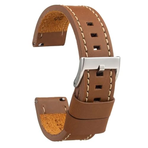 diloy Vintage Uhrenarmband gewachstes Leder mit weißer Naht – Handgefertigt für Sport- oder klassische Uhren – Größen 18mm 20mm 22mm 24mm 26mm – Braun oder Schwarz 384 Hellbraun 22mm diloy Vintage Uhrenarmband gewachstes Leder mit weißer Naht – Handgefertigt für Sport- oder klassische Uhren – Größen 18mm 20mm 22mm 24mm 26mm – Braun oder Schwarz 384 Hellbraun 22mm von diloy