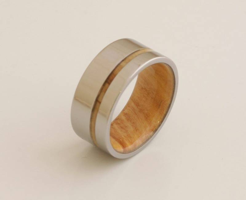Holz Hochzeit Band , Männer Ehering Mann Frau Jahrestag Versprechen Bräutigam Brautring Titan Flachband Breiter Mannring 10mm Ring von dimaltagioielli