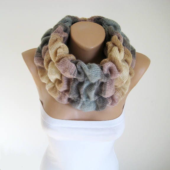 Zopfmuster Mohair Schal Schlauchschal, Leichter Rüschen Doppelter Weicher Halswärmer, Herbst Winter Frauen Accessoire, Weihnachten von dimana