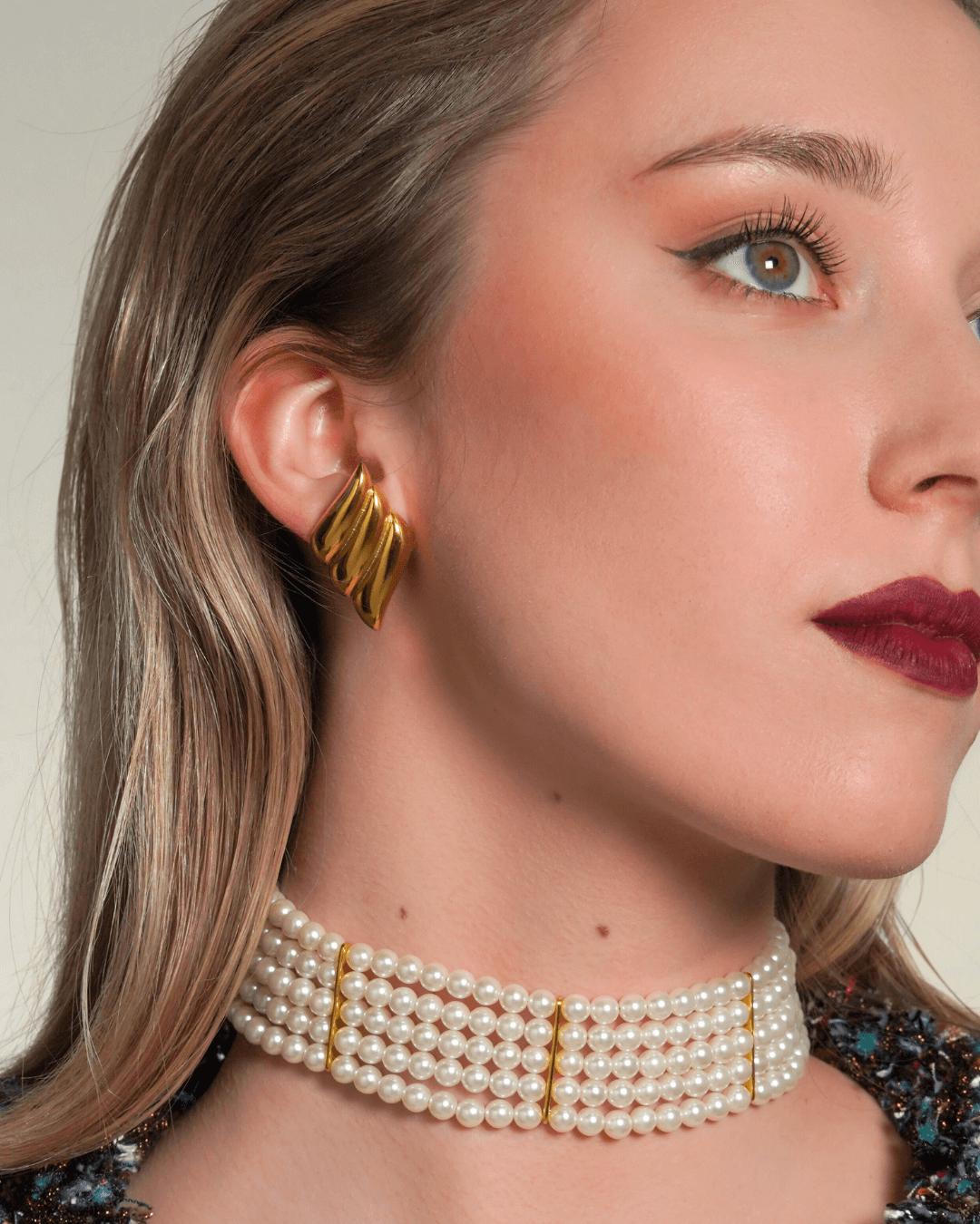 Welle Gold Ohrstecker Minimalistisch Alltag Glamour Ohrringe Elegant Wasserfest Anlauffrei von dinaristore