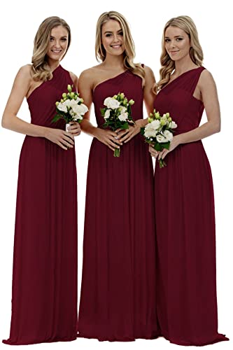 dinavian Damen One-Shoulder Chiffon Abend Party Ballkleid Abschlussball Hochzeit Brautjungfernkleid, burgunderfarben, 34 von dinavian