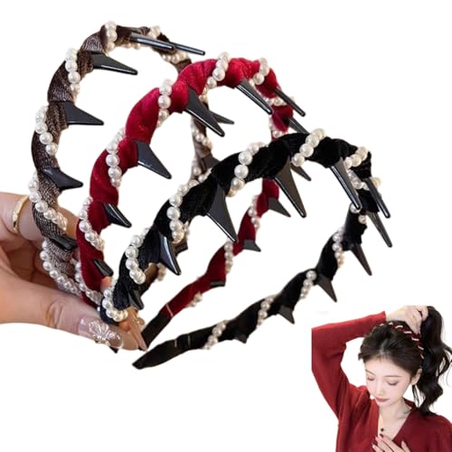 Vintage-Haarband mit Kunstperlen, hohe Schädel, elegante Perlen, Stirnbänder für Frauen und Mädchen, glitzernd, dekoratives Haarband mit Zähnen, modisches Haar-Accessoire, Geschenk (Schwarz + Vintage-Haarband mit Kunstperlen, hohe Schädel, elegante Perlen, Stirnbänder für Frauen und Mädchen, glitzernd, dekoratives Haarband mit Zähnen, modisches Haar-Accessoire, Geschenk (Schwarz + von dinblex