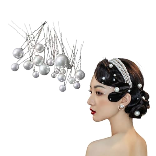 Dinghaole 18 Stück Perle Haarnadel Haarnadel Braut Haarnadel U-förmigen Clip Haarnadel Leistung Kopfschmuck Verschönerung Hanfu Haar Vintage-Schmuck von dinghaole