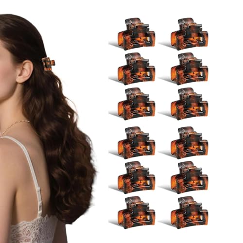 dinghaole 12 Stück Quadratische Haarklammer, Mini Kunststoff Haar Klemmen, Kunststoff Haar Claw, Backenklammern Mehrfarbige 90er-Jahre-Haar-Accessoires für Frauen, Dünnes Dickes Lockiges haar von dinghaole