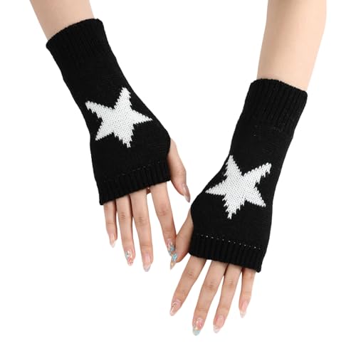 dinghaole Unisex Fingerless Gloves, Y2K Fingerlose Stern Gedruckt Handschuhe Gestrickt, Kurze Elastische Halbfinger Handschuhe Fingerlose Handwärmer Sporthandschuhe Mädche dinghaole Unisex Fingerless Gloves, Y2K Fingerlose Stern Gedruckt Handschuhe Gestrickt, Kurze Elastische Halbfinger Handschuhe Fingerlose Handwärmer Sporthandschuhe Mädche von dinghaole
