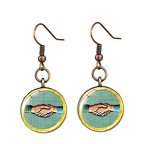 Chic Mädchen Pfadfinder Camping Achievement Haken Ohrringe Runde Glas Cabochon Tropfen Ohrringe für Mädchen Geschenk Schmuck von dingyue