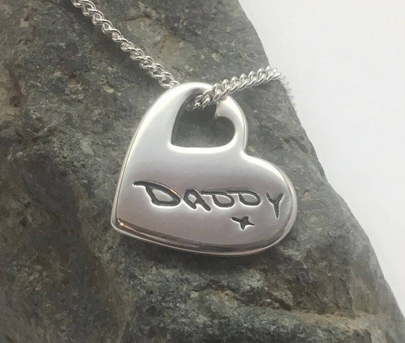 Handschrift Halskette, Silber Herz Anhänger Mit Unterschrift Oder Geschenk Für Mama Tochter von dinkydabs