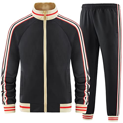 dioxoib Herren Trainingsanzüge Sets Langarm Full Reißverschluss Sweatsuit Active Jacken und Hose 2 Stück Outfits, Ai-tz001, X-Large von dioxoib