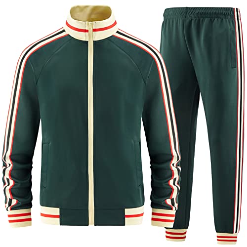 dioxoib Herren Trainingsanzüge Sets Langarm Full Reißverschluss Sweatsuit Active Jacken und Hose 2 Stück Outfits, Ai-tz002, Medium von dioxoib