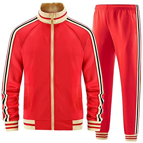 dioxoib Herren Trainingsanzüge Sets Langarm Full Reißverschluss Sweatsuit Active Jacken und Hose 2 Stück Outfits, Ai-tz003, Large von dioxoib