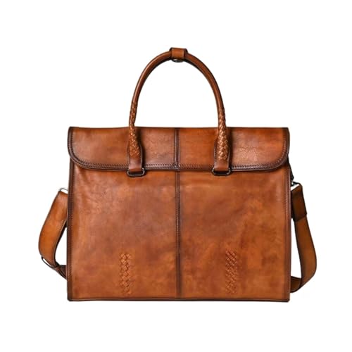 direfly Herren Laptoptaschen Gepäck Handtaschen Aktentaschen Echtes Leder Casual Daypacks Messenger Schultertaschen(Brown) von direfly