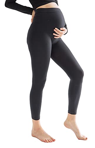 disée Damen Mama Leggings Mikrofaser Strumpfhose mit mitwachsener Bauchzone für Körperanpassung und schwangere Frauen Nahtlos, Farben:schwarz, SockSizes:50-52 von disÃe