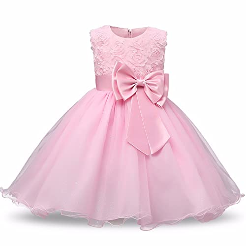discoball 3D Rose Blume Kleid,Mädchen Ärmellos Spitze Kleid Prinzessin Blumen Schleife Tüll Kinder Partykleid Festkleid Brautkleid Abendkleid Taufkleid ormelles Kleid für 3-4 Jahre Mädchen von discoball