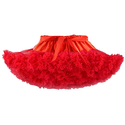 discoball Mädchen Rock Tulle Ballett Tutu überlagert Rüsche Tröckchen Tanz Tüllrock Petticoat Kostüme (Rot) von discoball