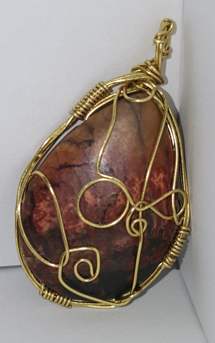 Fantasie-Draht Gewickelt Rot Mookaite Anhänger von discursive