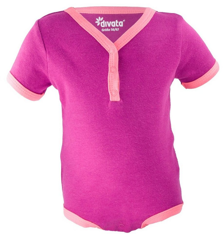 divata Kurzarmbody Kurzarm Baby Body mit Henley-Ausschnitt, mitwachsend - Mädchen Babybody - Frühchen Kleidung ab Gr. 44 von divata