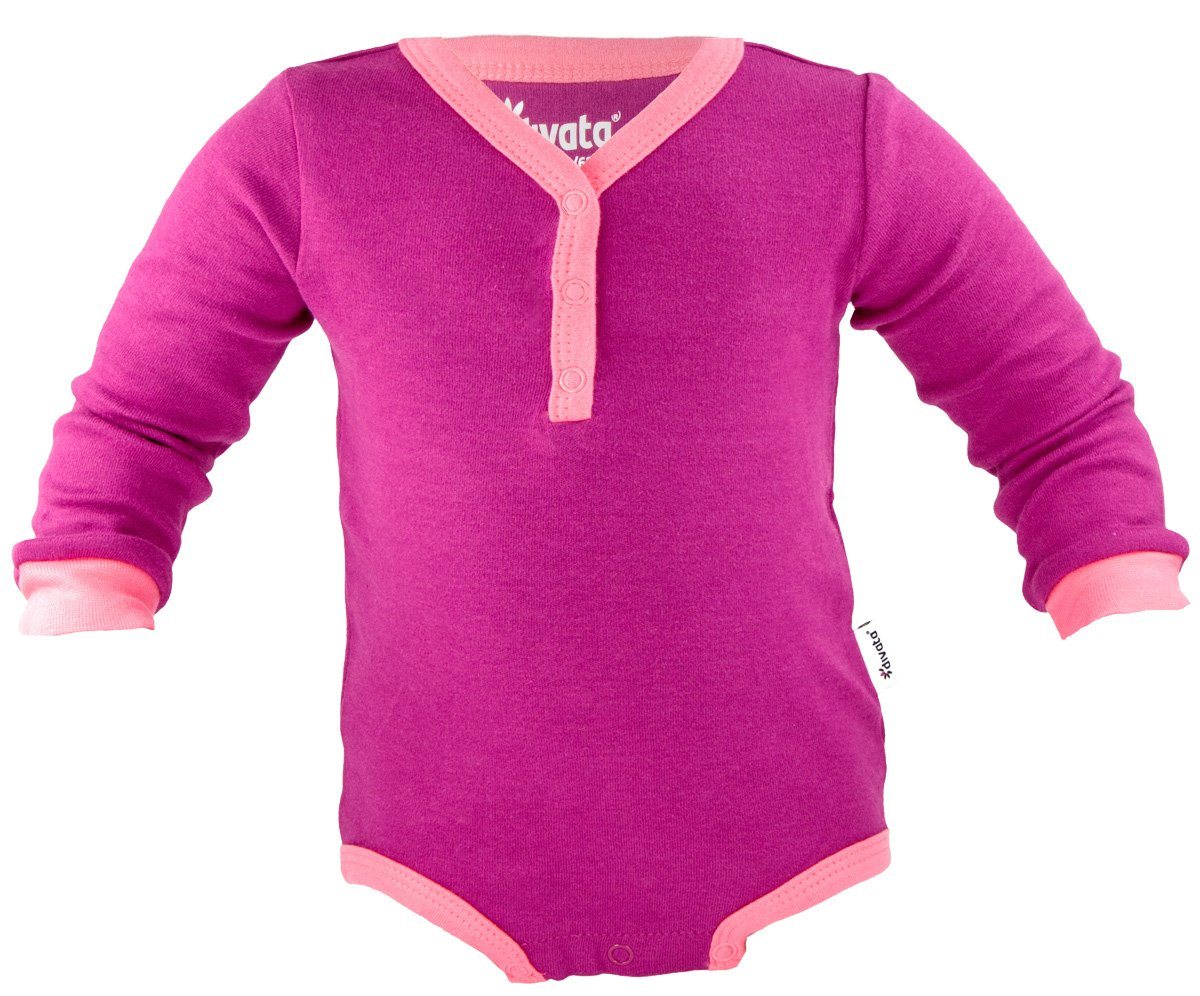 divata Langarmbody Langarm Body mit Henley-Ausschnitt, mitwachsend - Mädchen Babybody - Frühchen Kleidung ab Gr. 44 von divata