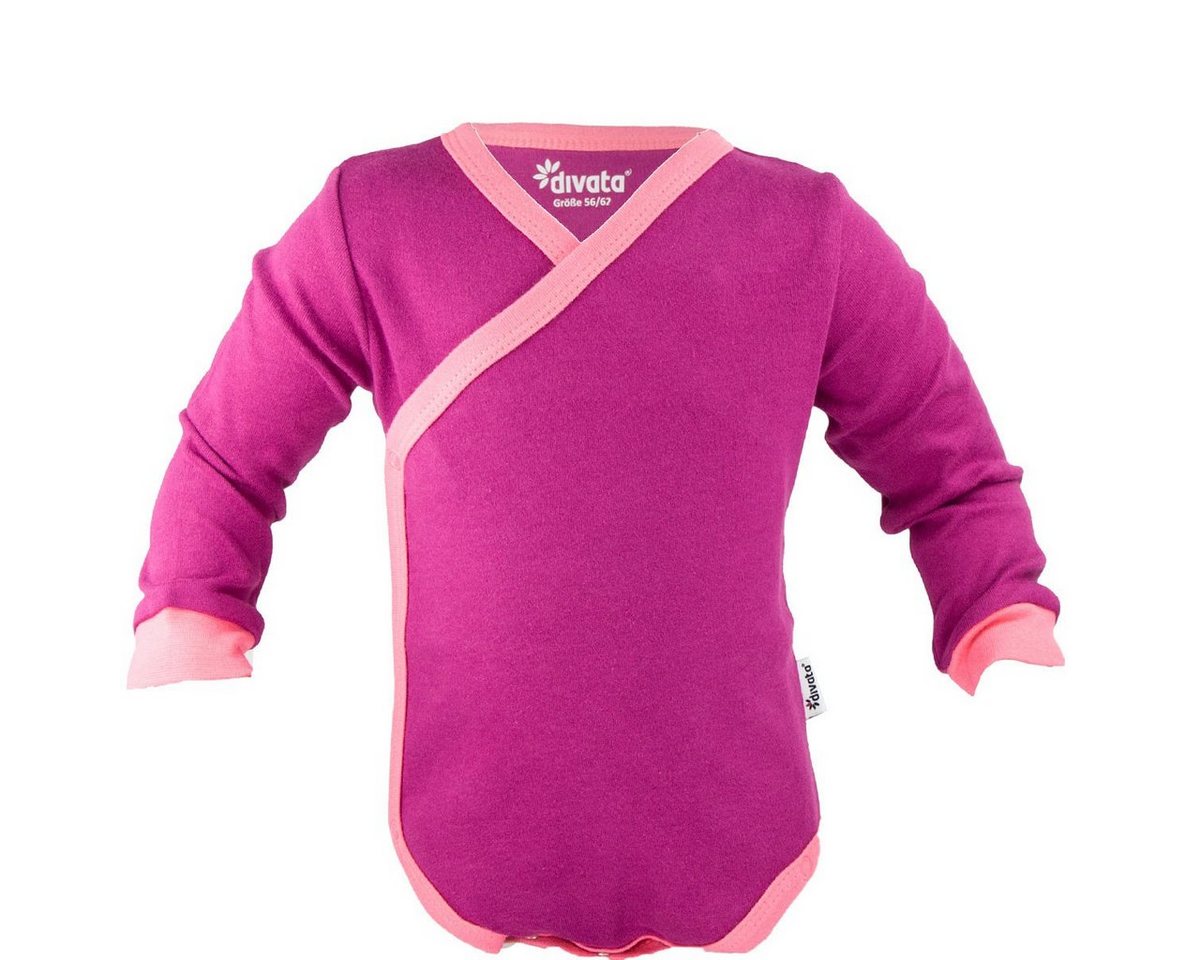 divata Wickelbody divata Langarm Wickelbody - Mädchen Baby Body mit Druckknöpfen 100% Baumwolle - extra entspanntes an- und ausziehen - Frühchen Kleidung ab Gr. 44 von divata