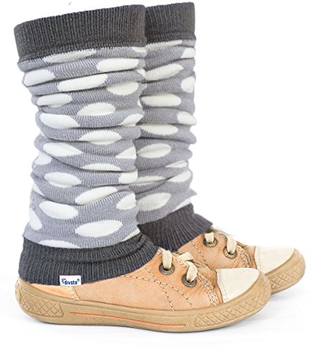 divata warme Bamboo Stulpen für Babys und Kinder (Grau - Punkte) - Winterstulpen, Kinderstulpen, Babystulpen für Mädchen sowie Jungs von divata