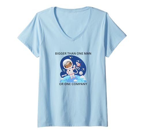 Damen Größer als ein Mann oder ein Firmenraumschiff T-Shirt mit V-Ausschnitt Damen Größer als ein Mann oder ein Firmenraumschiff T-Shirt mit V-Ausschnitt von diversity equality female astronaut