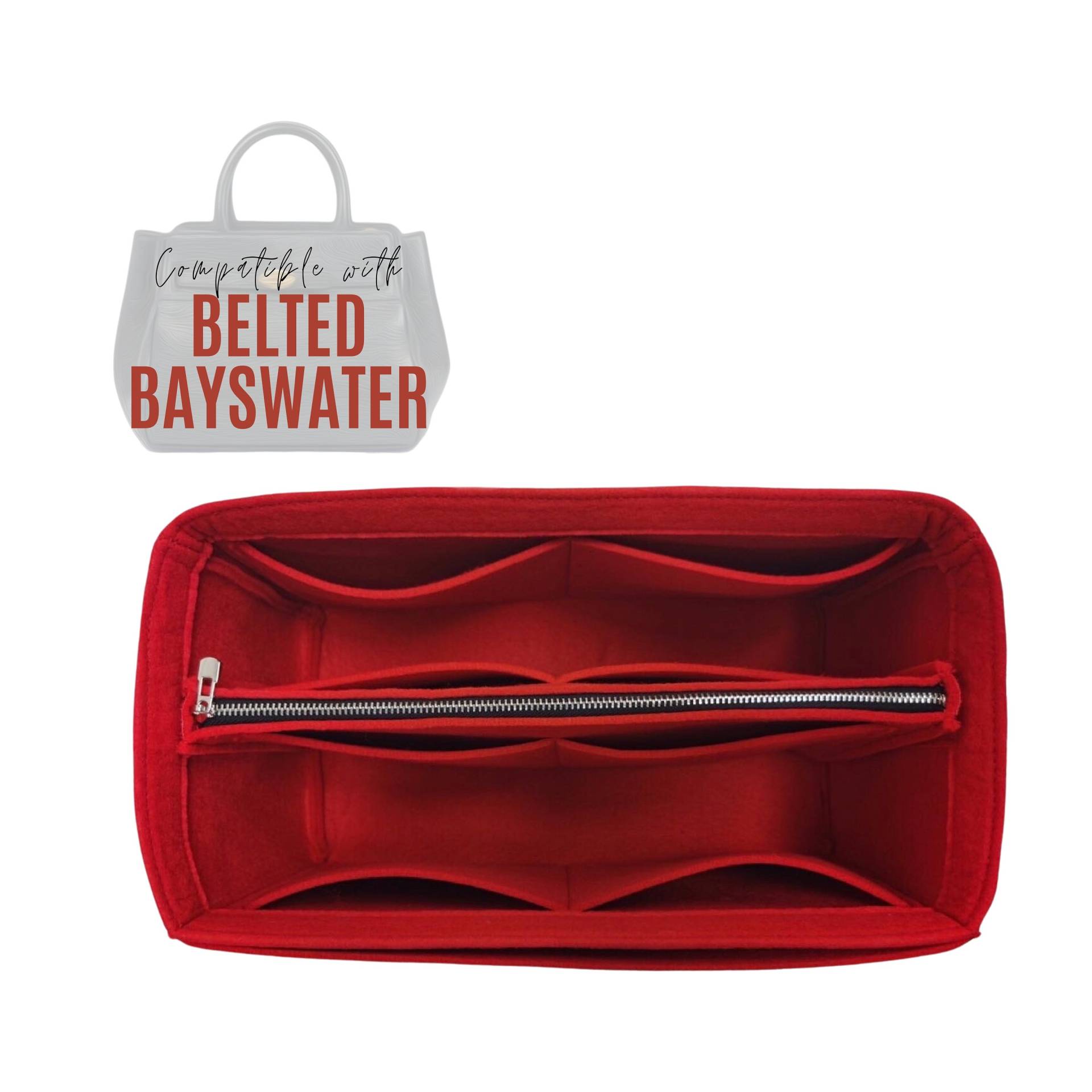 Bayswater Ledertasche Mit Gürteltasche/Filzeinsatz Reißverschluss Handtaschenaufbewahrung Geldbörsen-Organizer Tasche von divitize