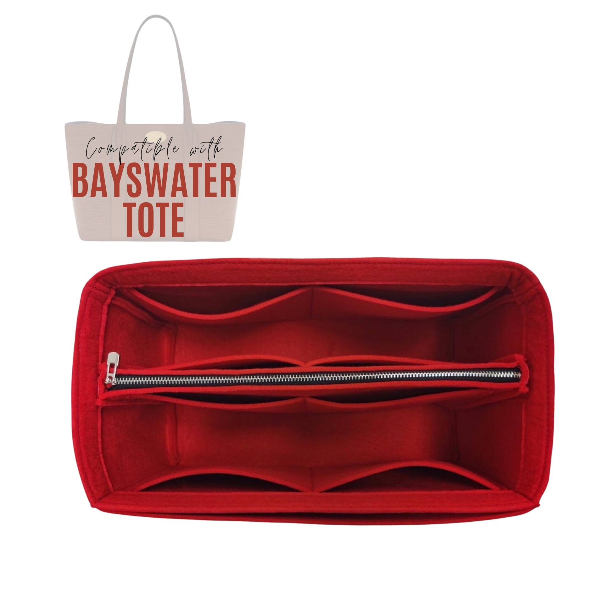 Bayswater Tote Ledertasche Organizer/Filzeinsatz Mit Reißverschlusstasche Handtaschen Aufbewahrung Geldbörse Tasche von divitize