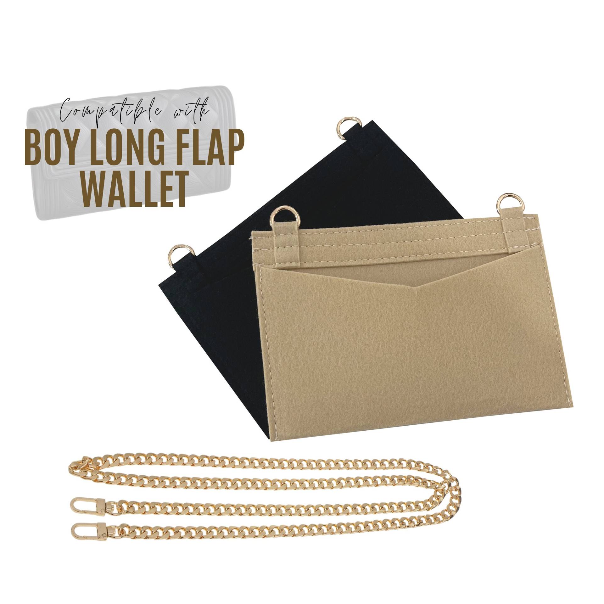 Divitize Umwandlungskit Passend Für Jungen Lange Flap Wallet/Einsatz Jungenbrieftasche An Kette Woc Clutch Pochette Mit Goldkette von divitize