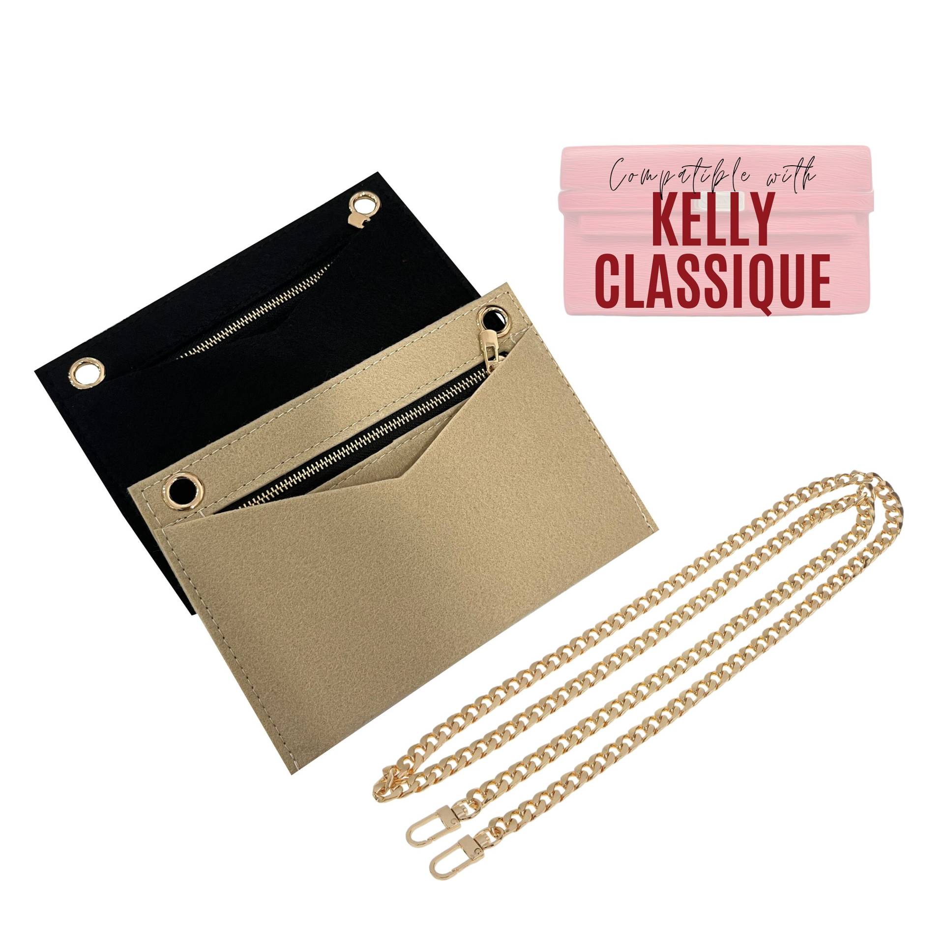 Divitize Wallet Kit Passend Für Kelly Classique/Insert Organizer Clutch Pochette Umwandlungs-Kit Mit Goldener Kette von divitize