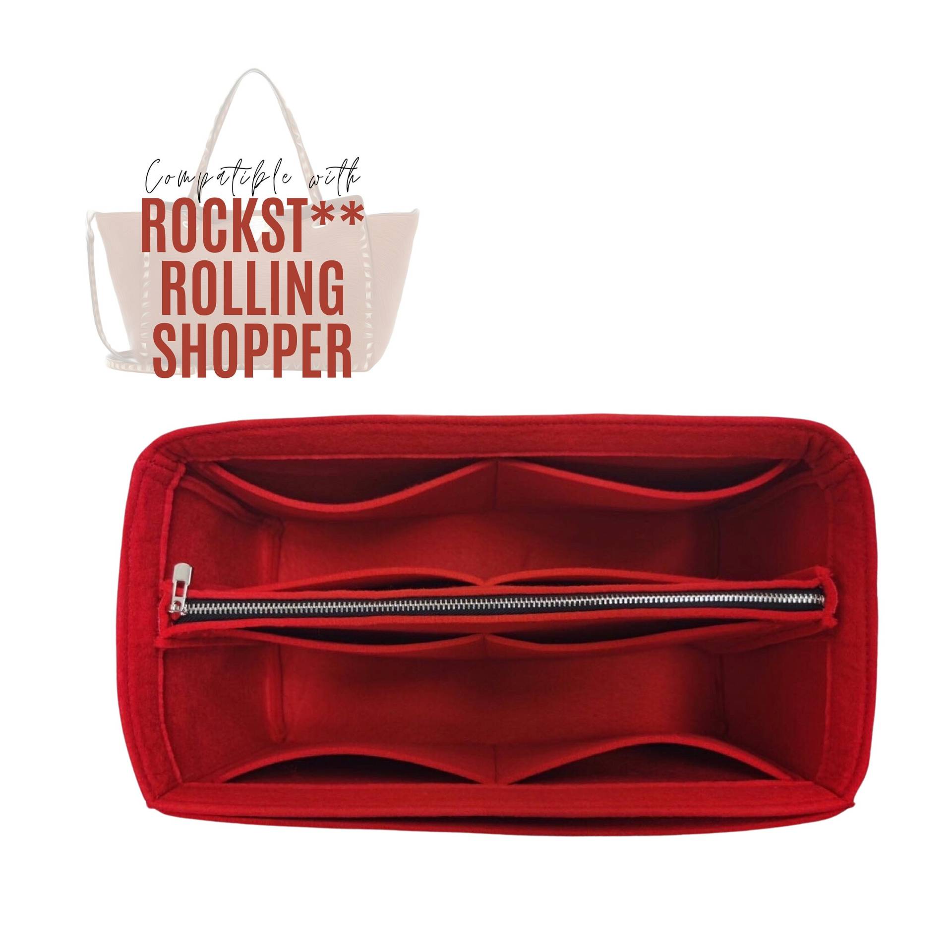 Rockstud Rolling Shopping Bag Organizer/Tote Filz Einsatz Für Tasche Handtasche Aufbewahrung Liner Mit Ipad Laptop von divitize