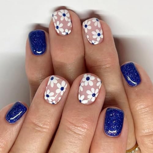 24 quadratische Nägel zum Aufdrücken, glänzende Designs, französische künstliche Nägel, Acryl, künstliche Nägel, zum Aufkleben auf Nägel, für Damen von divuukyi