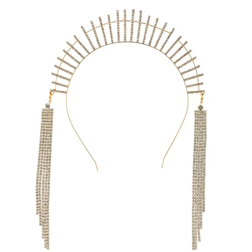 Elegantes langes Fransen-Haarband mit Strasssteinen für Mädchen, Modell-Show-Auftritte, Hochzeit, Party, Schmuck von divuukyi