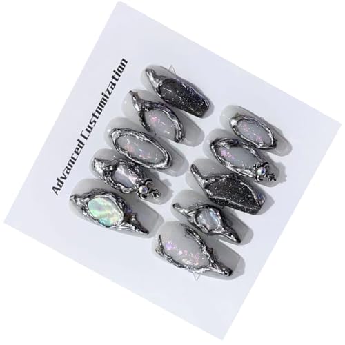 Nägel zum Aufdrücken, Kunstnägel, französische Spitzen, handbemalte Nägel für einen unverwechselbaren Look, Partyzubehör für Frauen von divuukyi