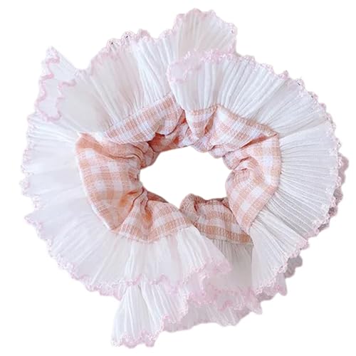 Spitzen-Haargummis für Damen, doppellagig, groß, elastisch, französisches Haar, Haargummis, weiches Haarzubehör von divuukyi
