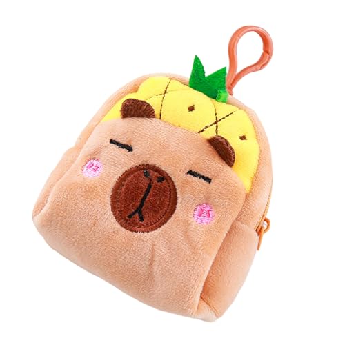 Stylische, bezaubernde Capybaras-Münzbeutel, weiches Polyester-Material, tragbares Accessoire für Studenten und trendige Frauen, Ananas Capybara von divuukyi