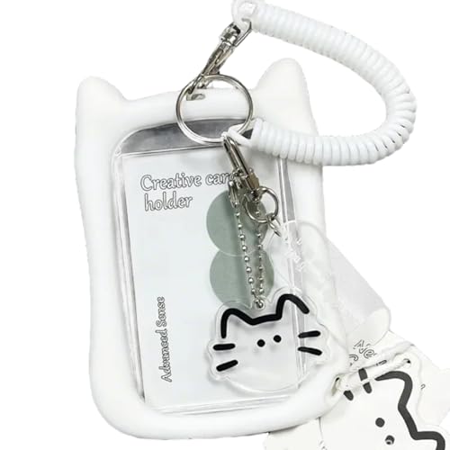 divuukyi Lovely Card Covers Credit Card Case Protective Sleeve Photocard Holders Cats Ear Bus Card Protector Keychain Pendant, weiß von divuukyi