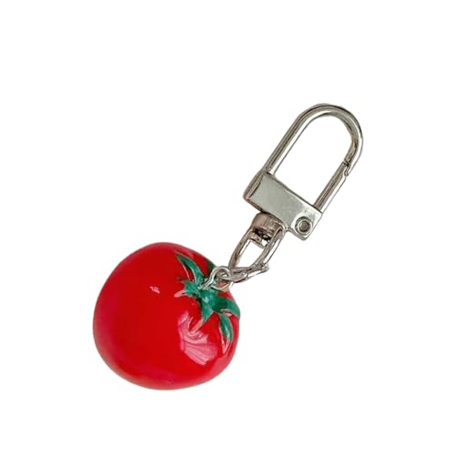 divuukyi Modischer hübscher Mädchen-Schlüsselanhänger mit Tomatenblatt-Anhänger, stabile Harzlegierung, für Mode-Accessoire für den täglichen Gebrauch, Fresh Tomato Short C, Length 5.5*Width 2.2CM von divuukyi
