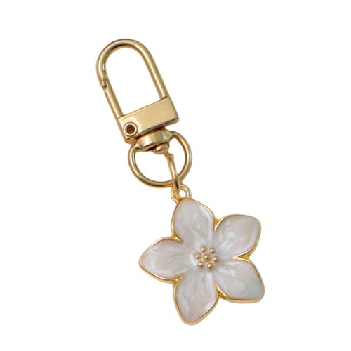 divuukyi Schlüsselanhänger aus Legierung, zarter Blumenanhänger, modischer Schlüsselhalter, Legierungsstruktur, verleiht jeder Tasche einen Hauch, weiß, 2.5*6 Smart von divuukyi