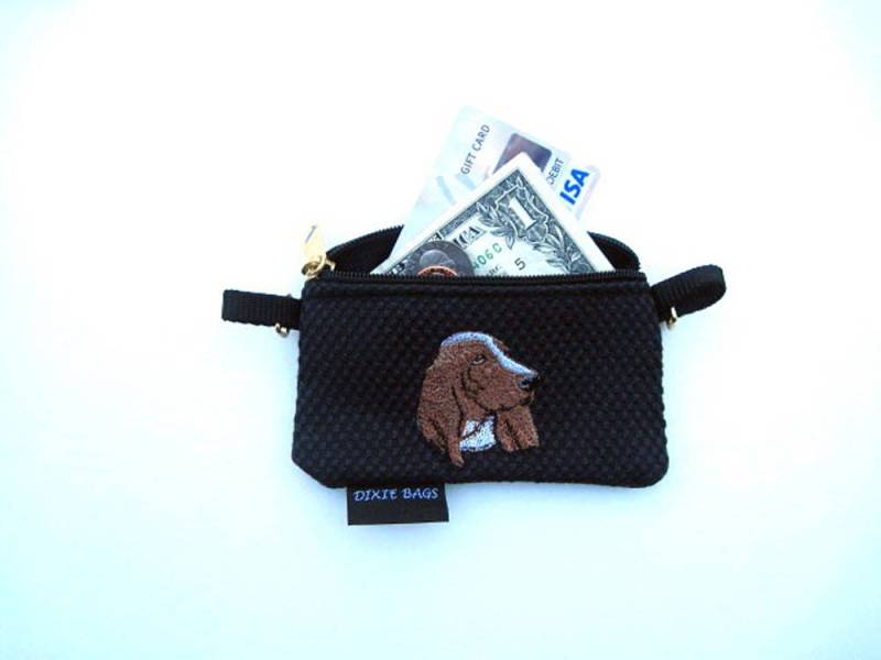 Basset Hound Head Dog Coin Geldbörse Auf Schwarz Mit Oder Ohne Riemen Armband von dixiebags