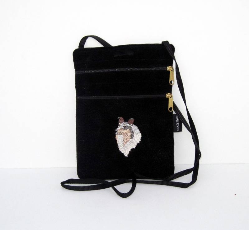 Collie, Blau Merle Groben Mantel Collie Hund Kreuz Körper Flache Geldbörse von dixiebags