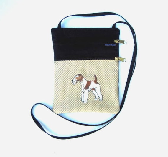 Draht Haired Fox Terrier, Ganzkörper, Hund Crossbody Flache Geldbörse von dixiebags
