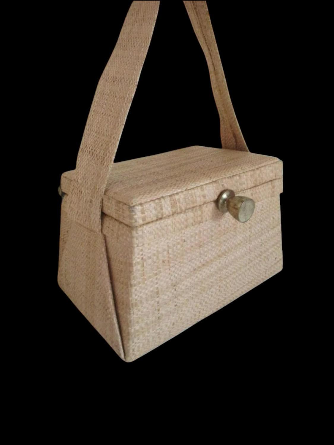 1940Er 1950Er Vintage Bast Umhängetasche/stroh Box 40Er 50Er Jahre Mit Schöner Schließe von dixiefried