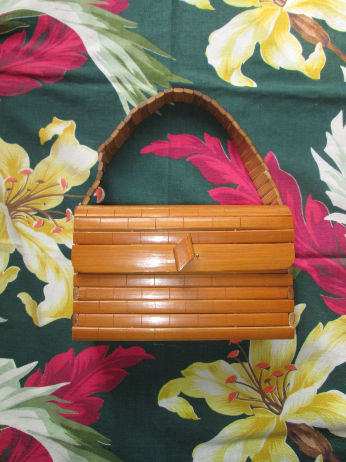 1940Er Hawaiianer Hawaii Handtasche/40Er Jahre Bambus Hawaiianisch Tiki von dixiefried
