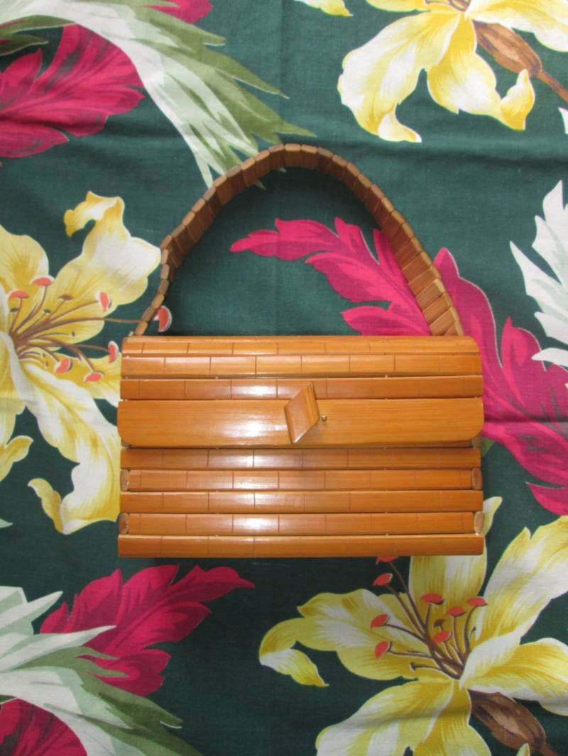1940Er Hawaiianer Hawaii Handtasche/40Er Jahre Bambus Hawaiianisch Tiki von dixiefried