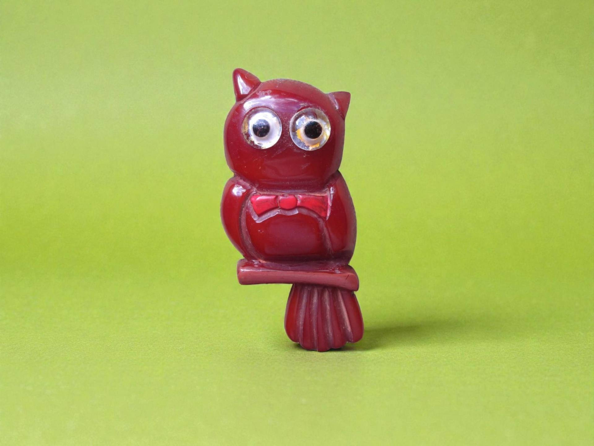 1940Er Jahre Uhr Die Vögelchen Eule Brosche/Vintage 40Er Martha Sleeper Style Braun Geschnitzte Bakelit Anstecknadel von dixiefried