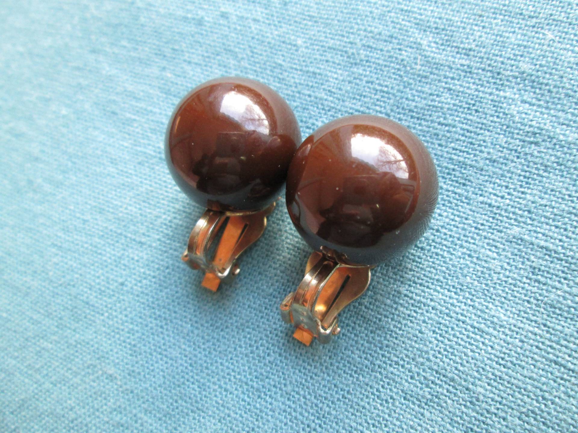 1940S Schöne Braun Bakelit Kugel Ohrringe/Deadstock Vintage 40S Schokobraun Ohrclips von dixiefried
