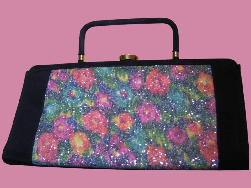1950Er Darlene Schillernde Geldbörse/Vintage 50S Buntes Konfetti Glitzern Abstrakte Stiefmütterchen Blume Cocktail Party Clutch Handtasche 1950Er Darlene Schillernde Geldbörse/Vintage 50S Buntes Konfetti Glitzern Abstrakte Stiefmütterchen Blume Cocktail Party Clutch Handtasche von dixiefried