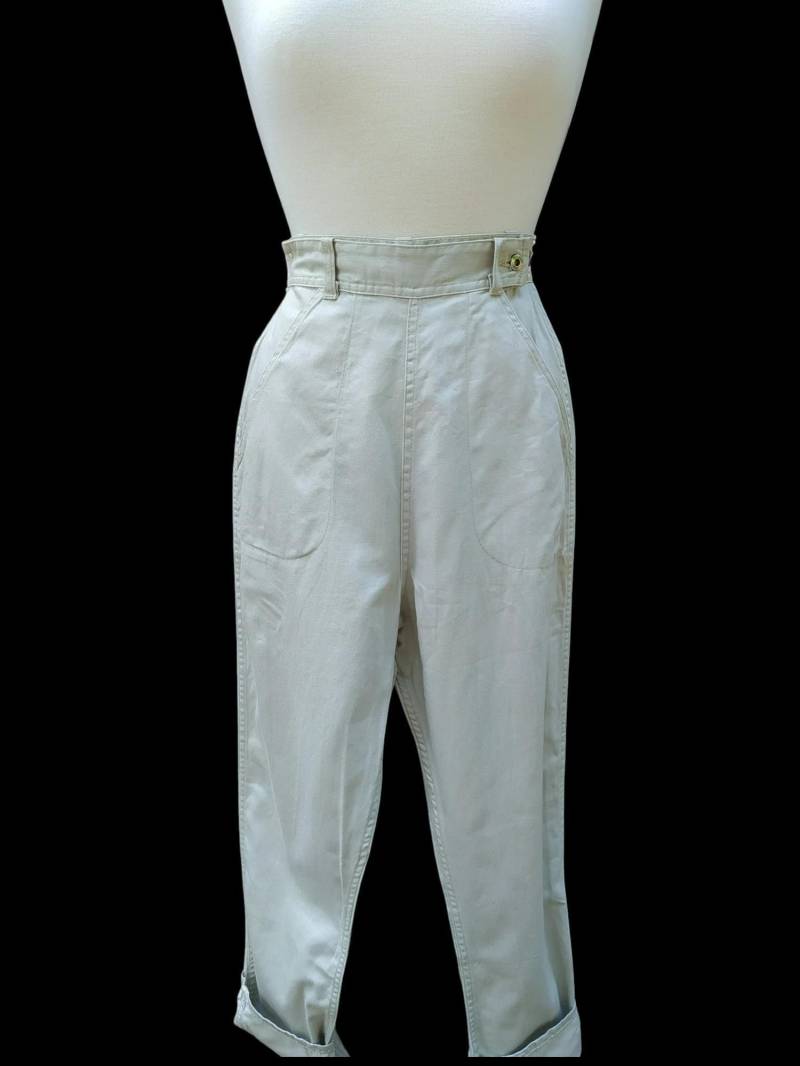 1950Er Jahre Connie Casual Cotton Latzhose/Deadstock Vintage 50Er Beige Denim Jeans Seitlicher Reißverschluss Bad Girl Jd von dixiefried